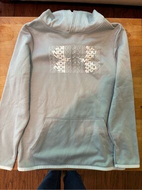 Under Armour Youth Medium ColdGear Gray Hoodie Sweatshirt Loose Fit Pullover
